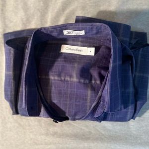 Calvin Kelvin blue long sleeve button up shirt with white/blue checker.